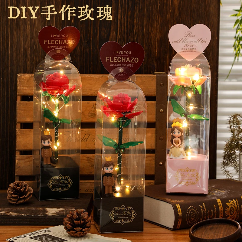 教师节高级氛围感创意diy手工玫瑰积木送男女老师生日礼盒