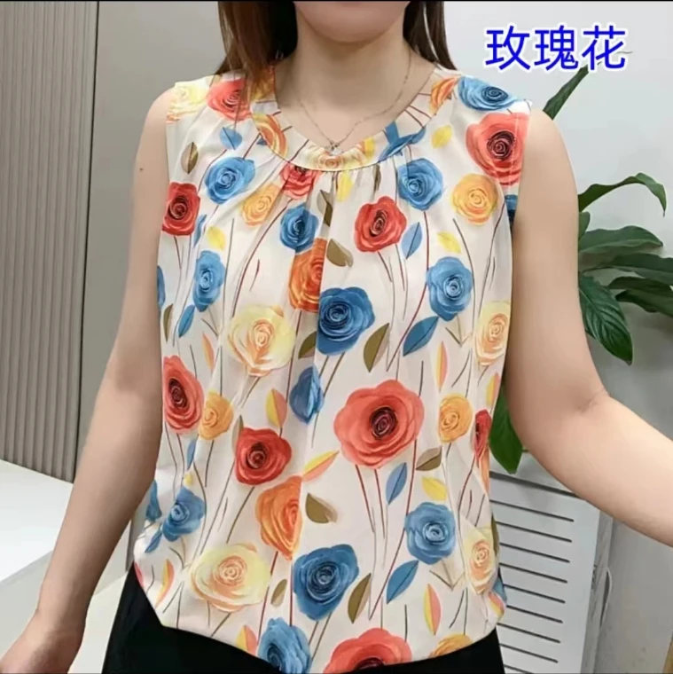 夏季时尚背心乔其纱新款打底无袖洋气上衣百搭吊带休闲小衫T恤