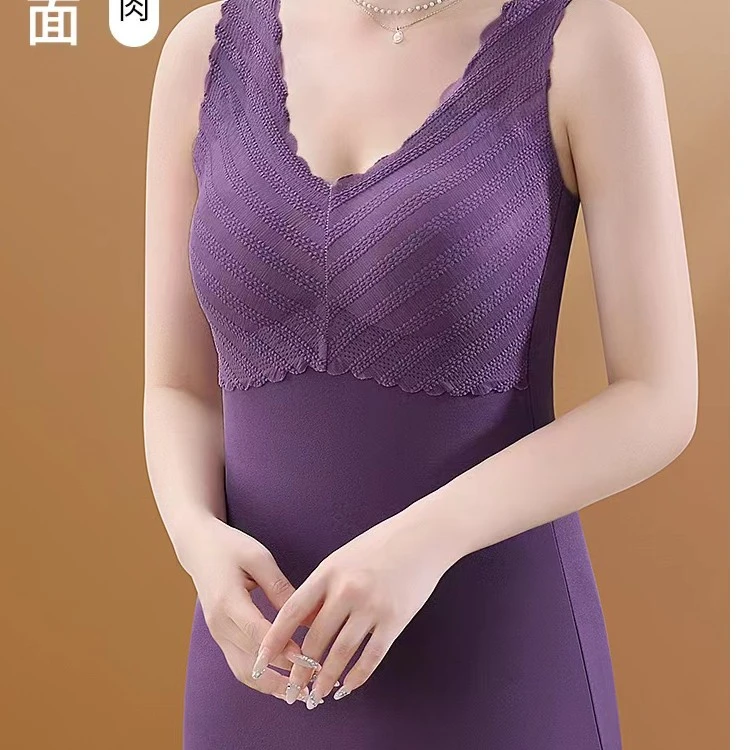 【免穿内衣】秋冬德绒保暖内衣女士加绒带胸垫发热无痕背心内衣女