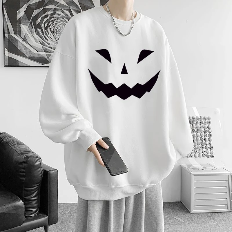 洋洋潮男套头卫衣男宽松潮流百搭春秋薄款上衣圆领无帽港风