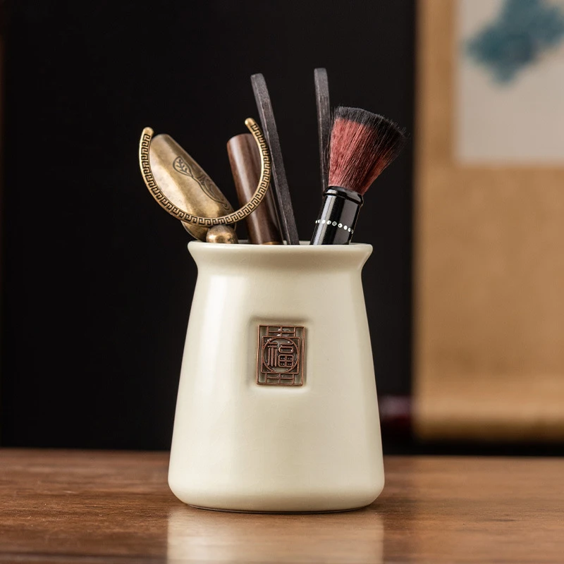 汝窑茶道六君子实木茶夹茶勺茶针刷茶具整套开片可养