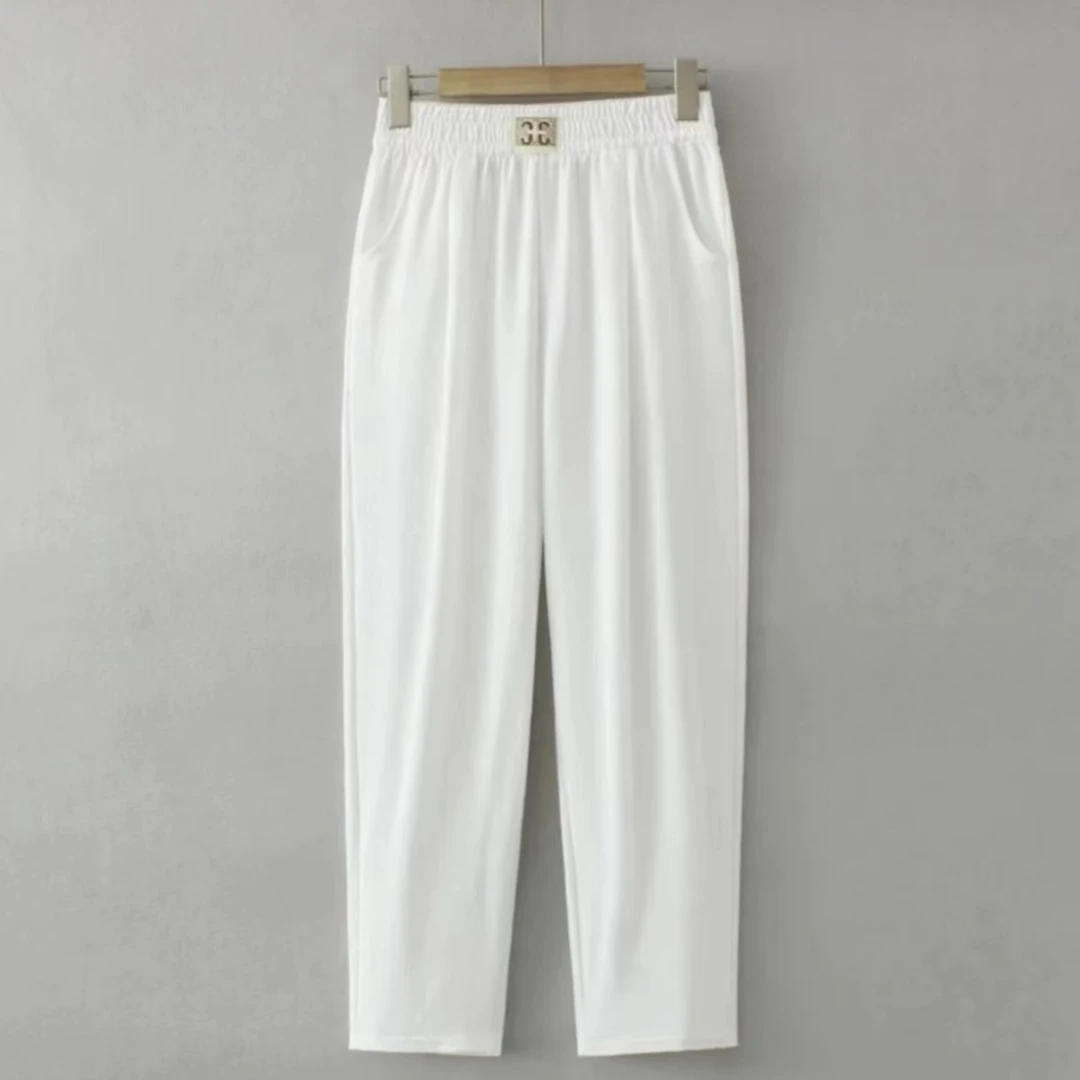 夏季抖抖裤休闲百搭时尚冰丝九分裤宽松简约洋气妈妈纯色哈伦女裤