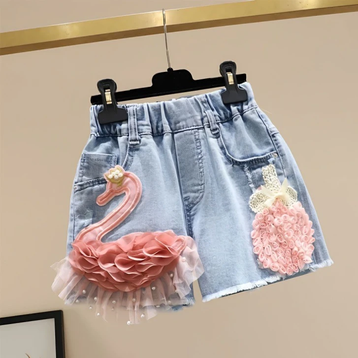 女童牛仔短裤夏季外穿洋气宝宝韩版宽松五分裤中大童百搭女童短裤