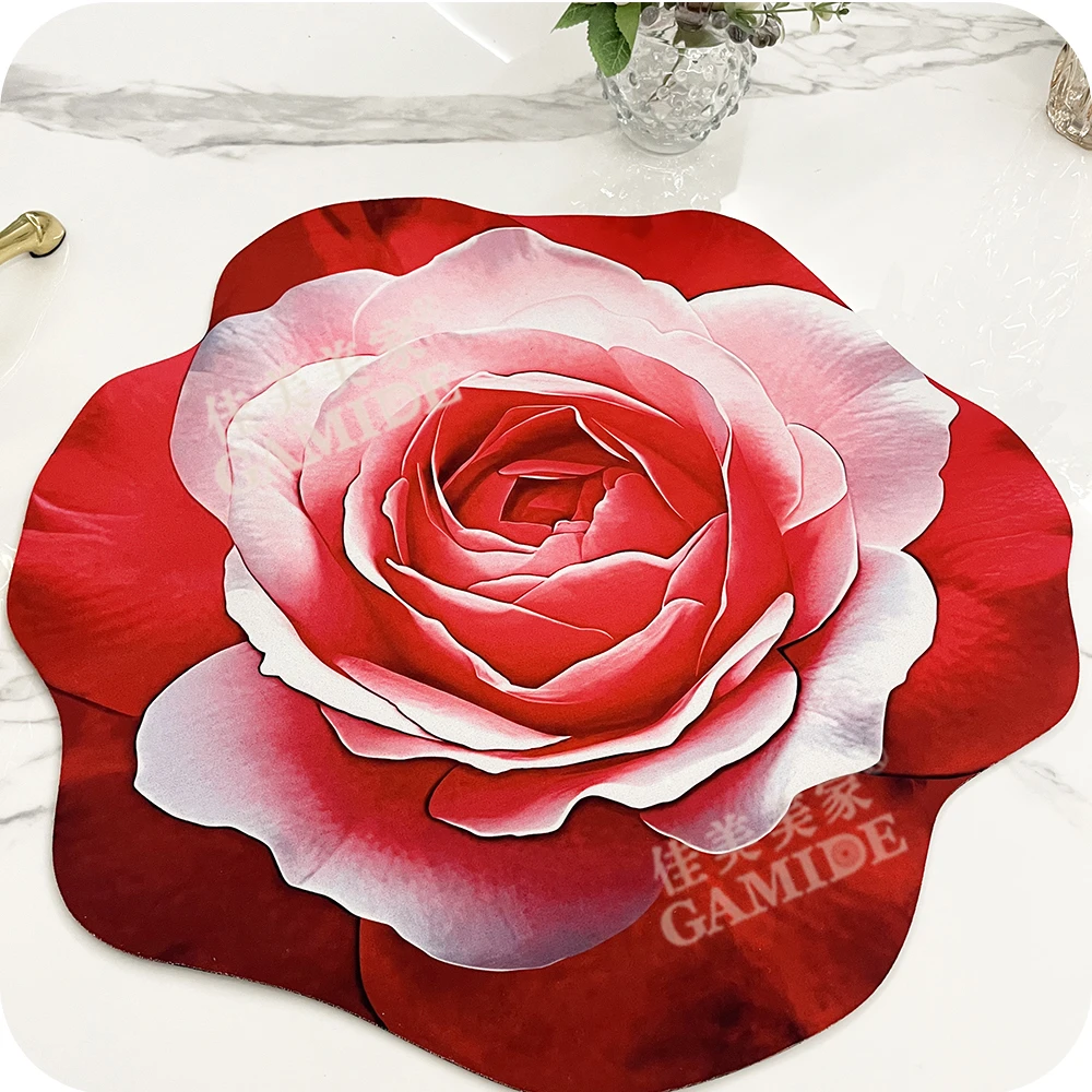 浴室厨房卫生间防滑吸水地垫【95%硅藻土吸水地垫】玫瑰私语