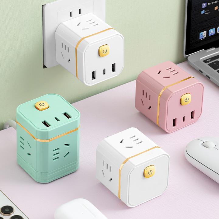 魔方插座转换器转换多功能USB插头插线板家用扩展面板带线插排插