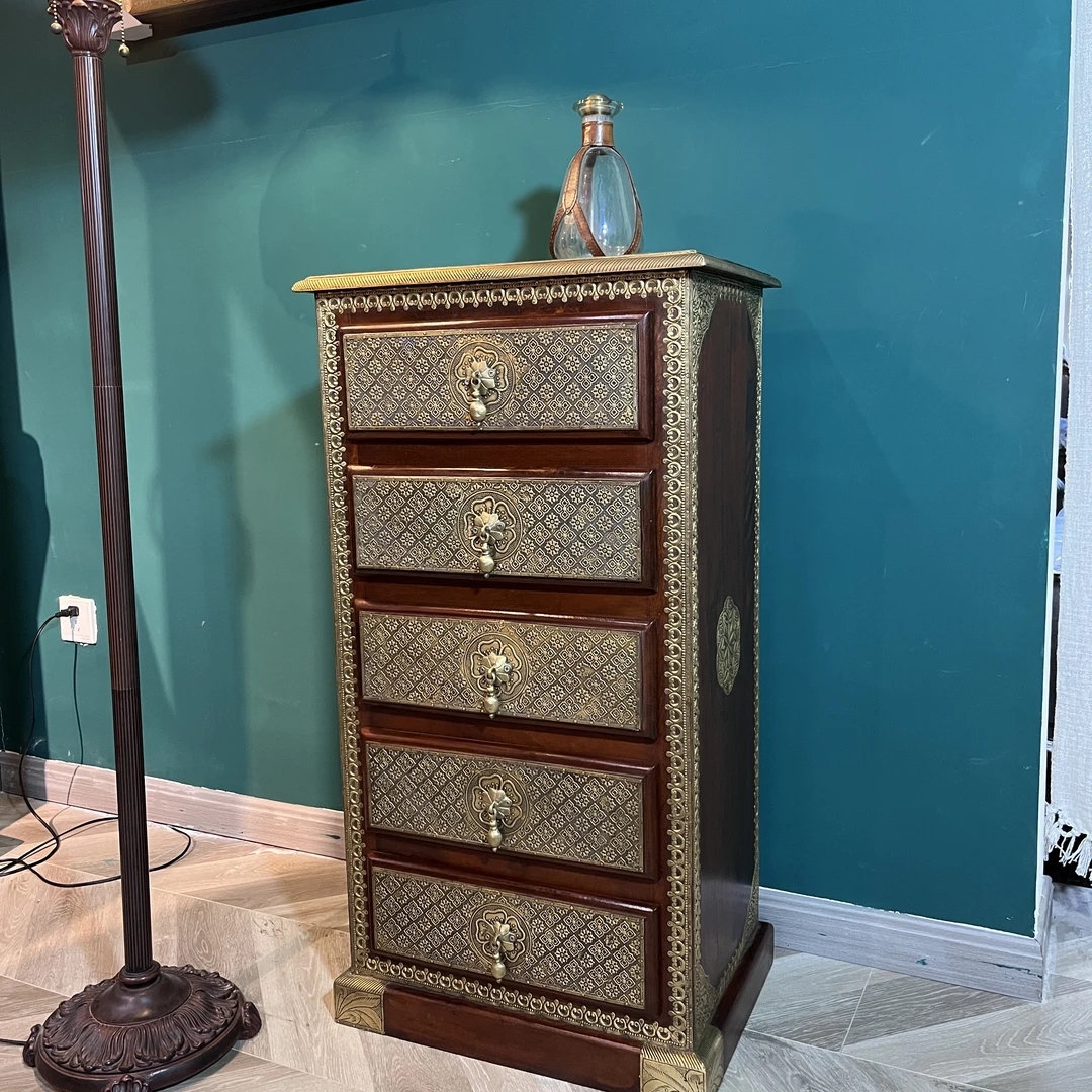 [欧美外单]家具斗柜印度复古家具包銅重工斗柜客厅家用边柜71310