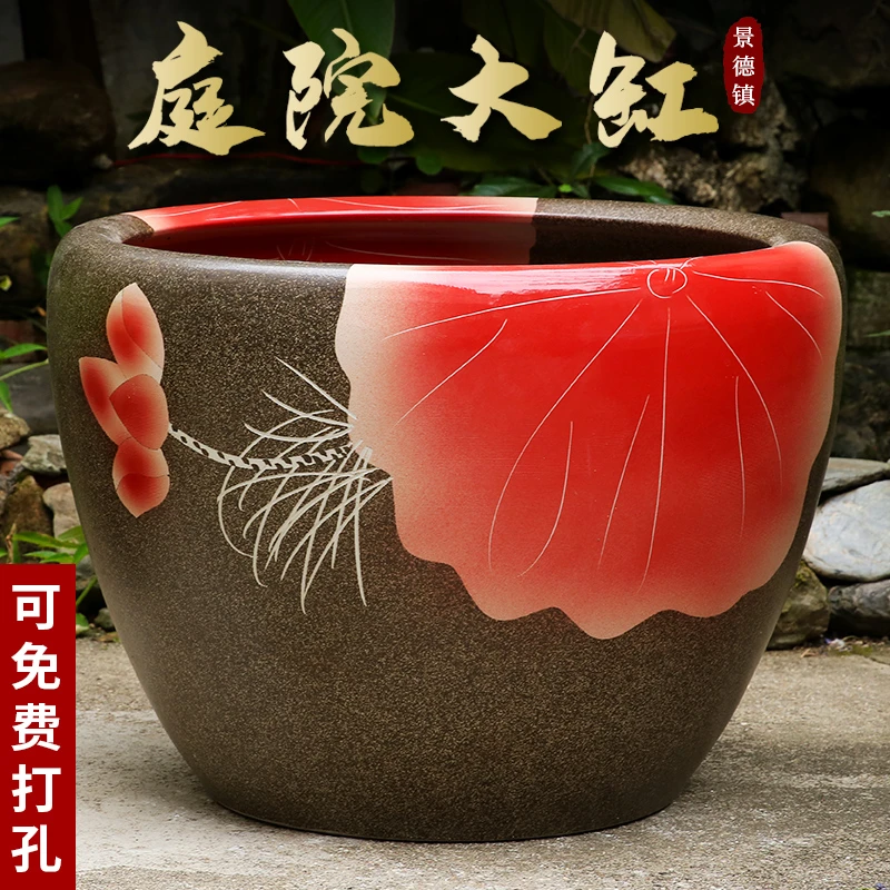 景德镇陶瓷摆件鱼缸流水器喷泉家用鱼缸大号客厅加湿招财