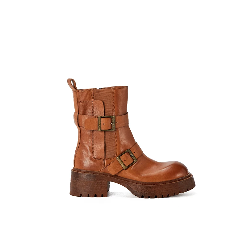 【EM年终收官】EM原创设计粗跟水洗马皮短靴真皮切尔西靴M6294