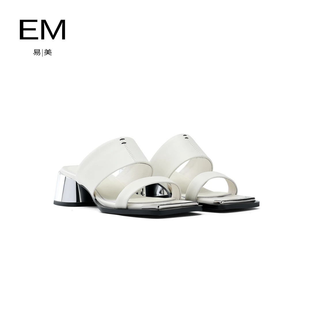 EM2024夏季新款粗跟一字带粗跟凉拖鞋外穿E24AH265