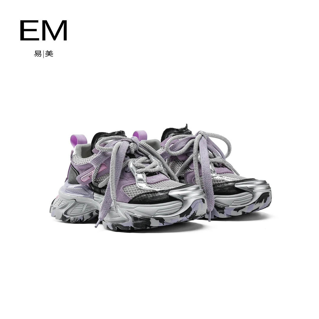 EM2024春夏新款系带增高拼色水彩老爹鞋E24AAH311