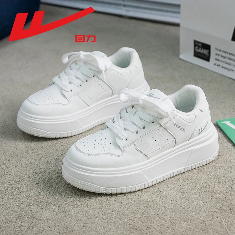回力厚底小白鞋女冬季款简约透气小众原创增高百搭面包大头鞋子女
