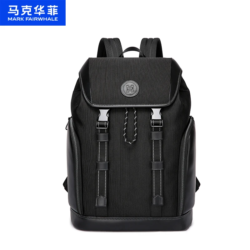 马克华菲男印花字母双肩包女休闲商务大容量防水16寸电脑多功能潮