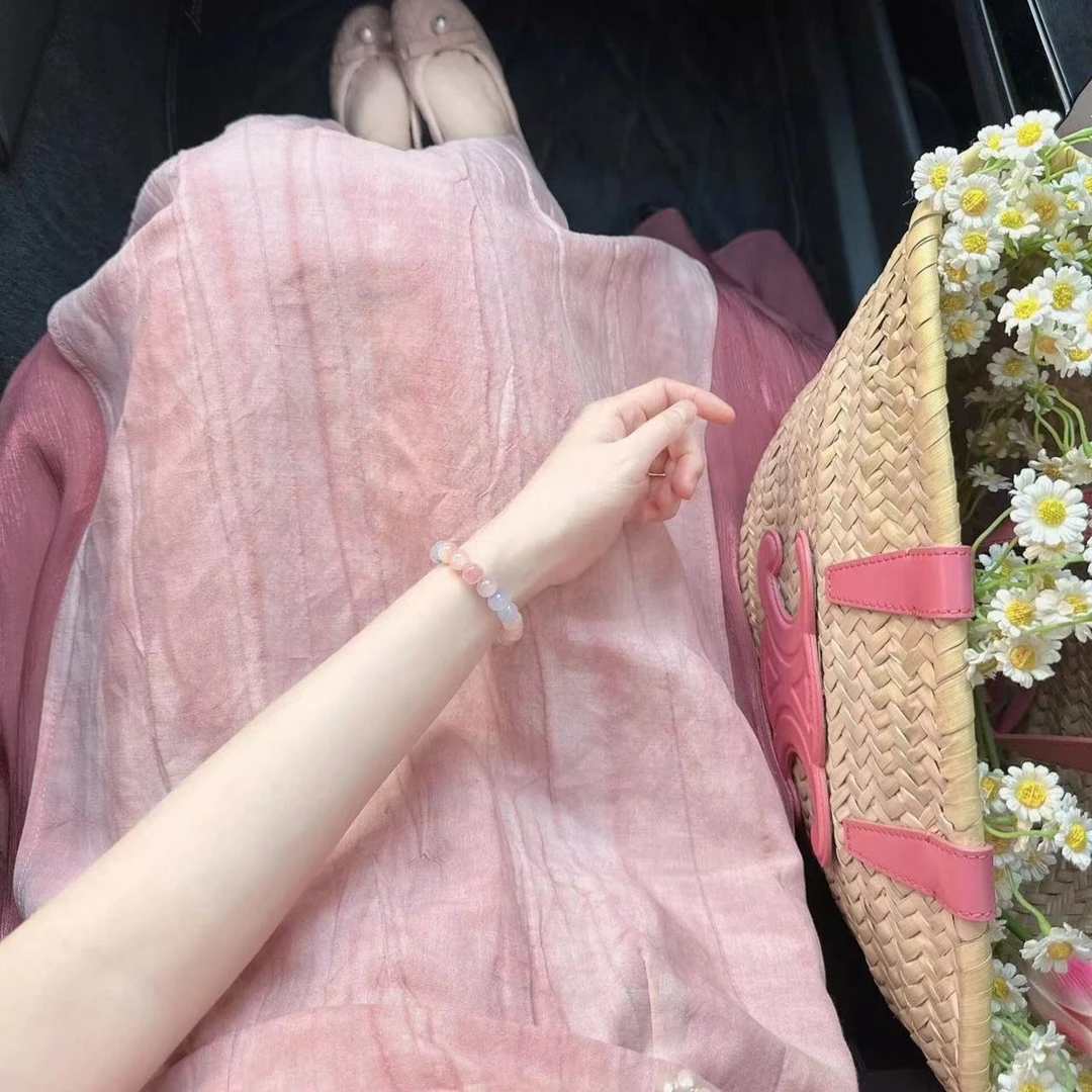 蜜桃色裤女宽松直筒春秋2025新款休闲高腰垂感慵懒小个子阔腿裤