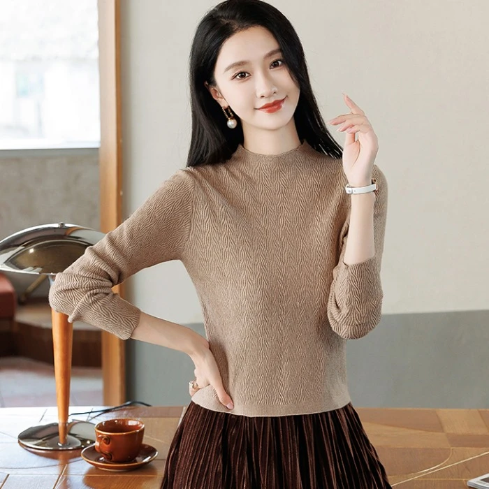 针织衫女半高领打底衫内搭秋冬洋气毛衣2025女装新款黑色秋季上衣