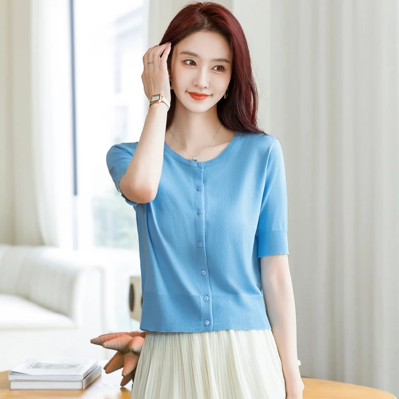 针织开衫女款夏季短袖防晒衣服搭配吊带的小外套薄款外搭披肩上衣