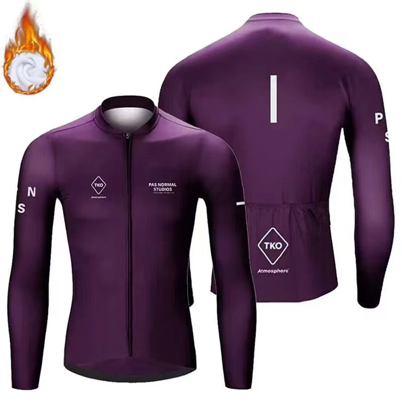 2024 PAS新款秋冬季自行车长袖骑行服抓绒保暖单件自行车服装上衣