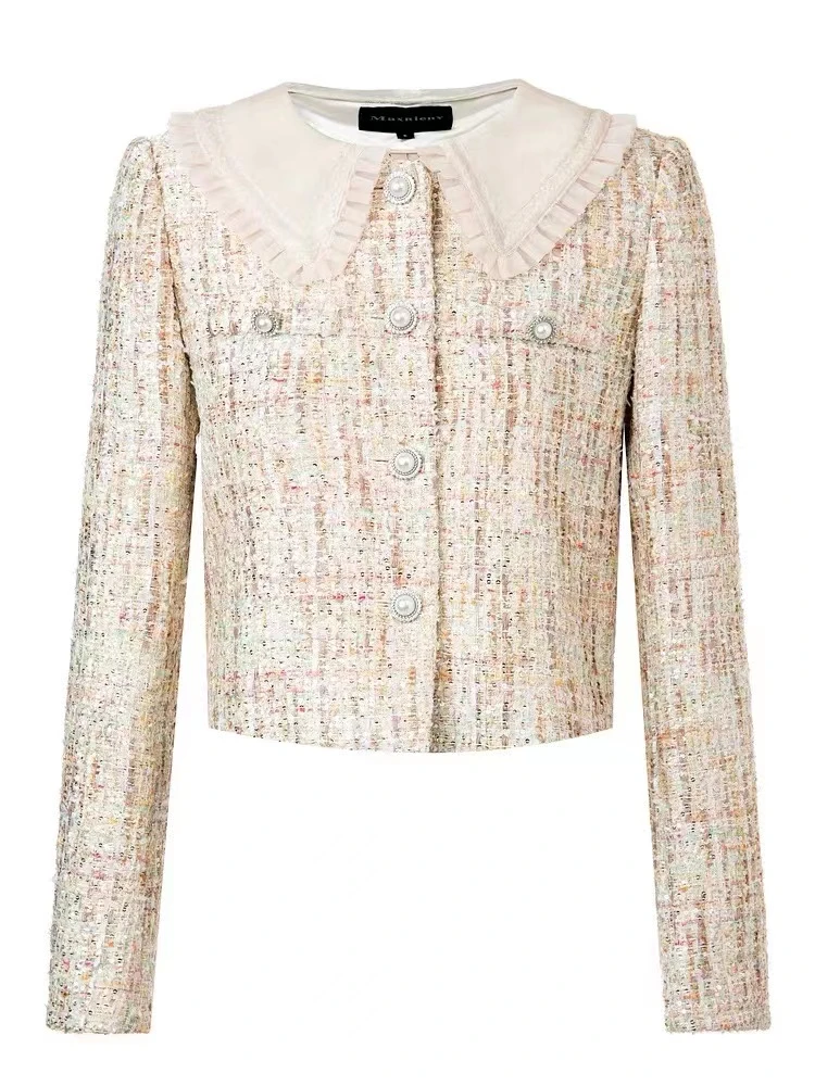 MAXRIENY秋季复古小香风花纱短外套气质上衣上衣 MC87JA541Z90