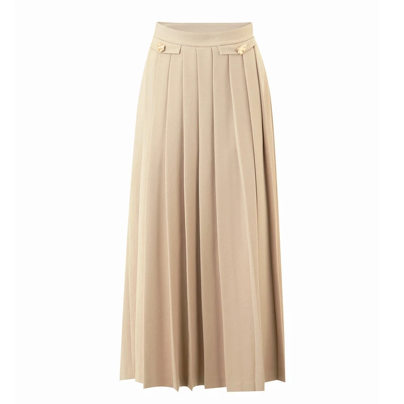 MAXRIENY复古文艺飞鸽金扣百褶高腰超长半裙24年新MC85SK063X00