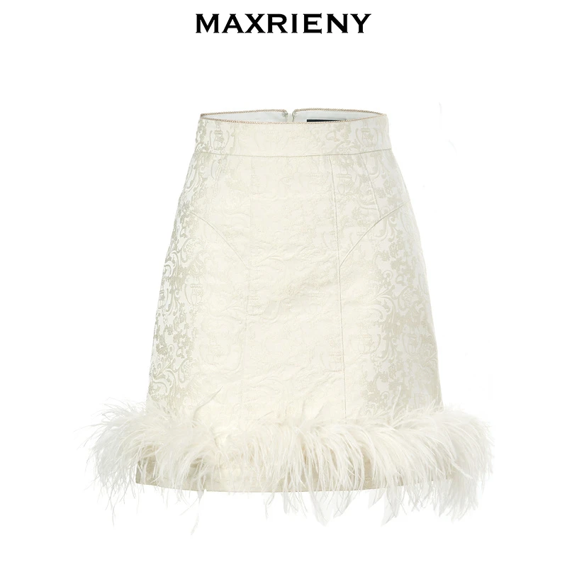MAXRIENY宫廷复古半身裙时尚百搭秋冬短裙花苞蕾丝MC87SK787A20