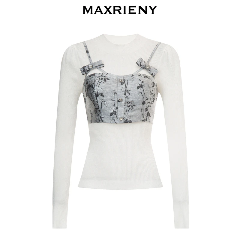 MAXRIENY秋季新毛衫吊带设计感轻奢气质长袖时尚MC87SW565A10