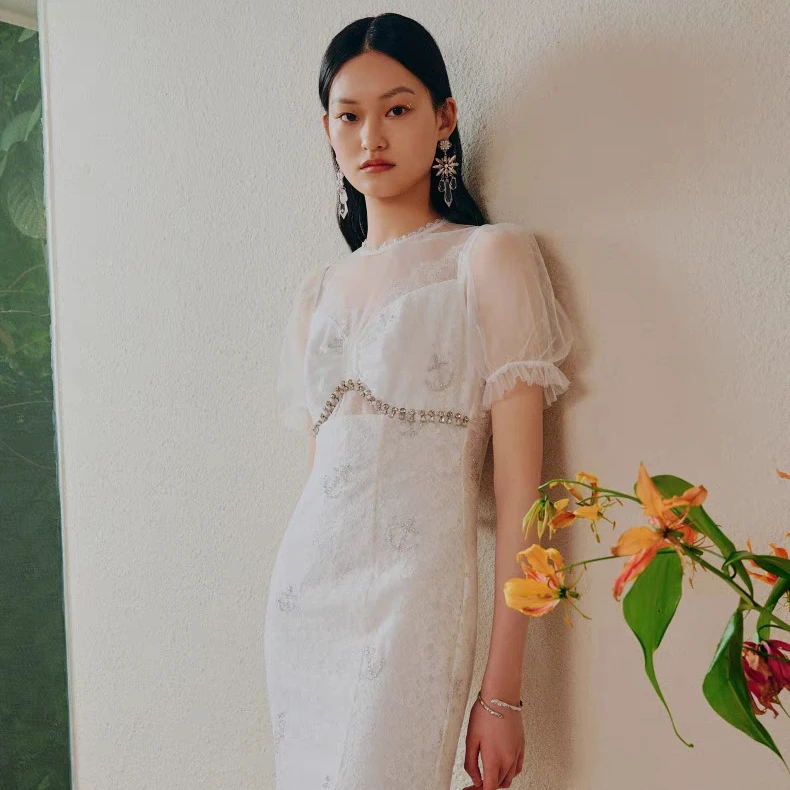【粉丝专享】MAXRIENY美人鱼连衣裙夏季新款新中式复古裙子