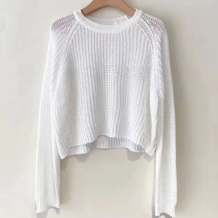 33843轻薄极简风微透针织衫
