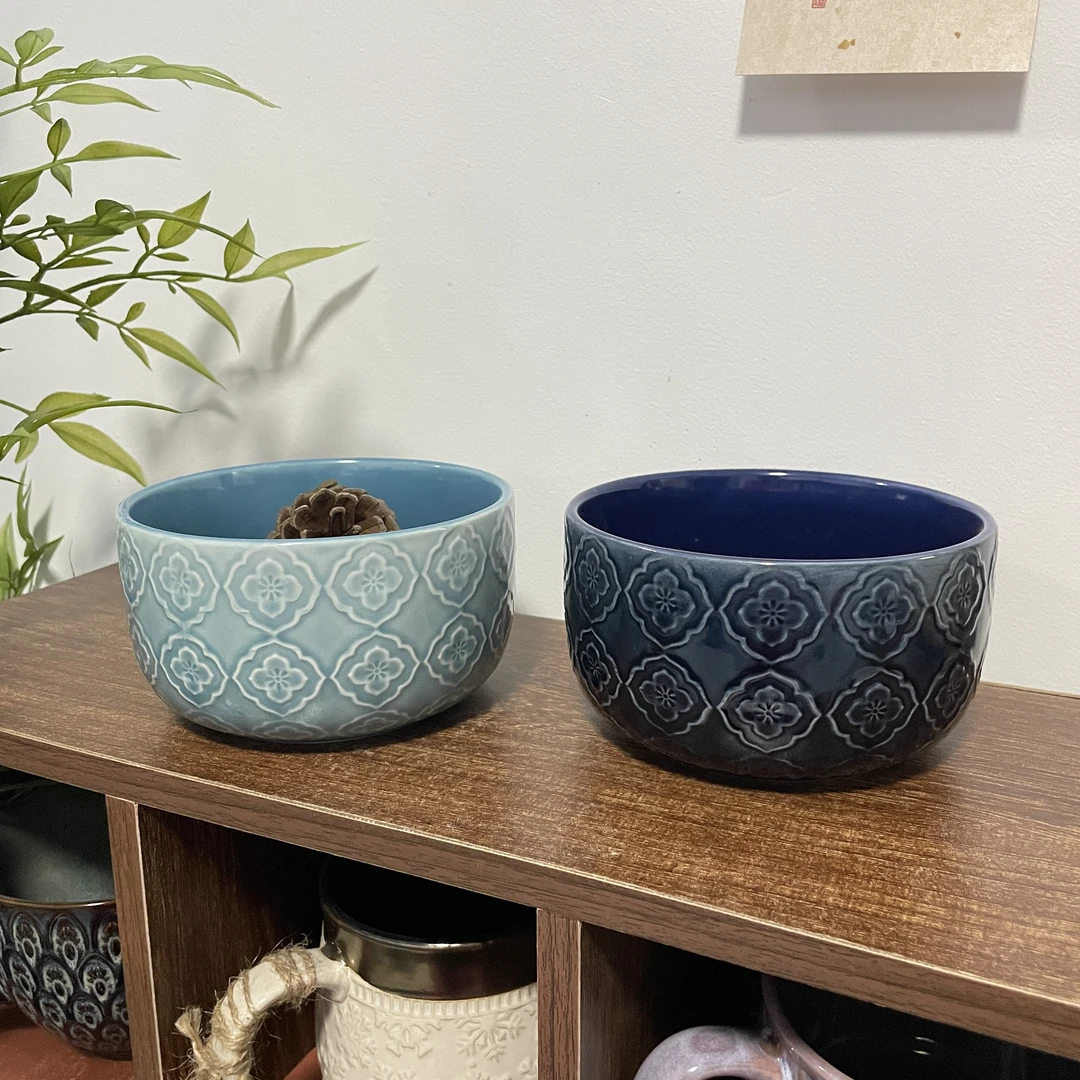 A113 备注颜色浅蓝色深蓝色5寸浮雕复古面碗