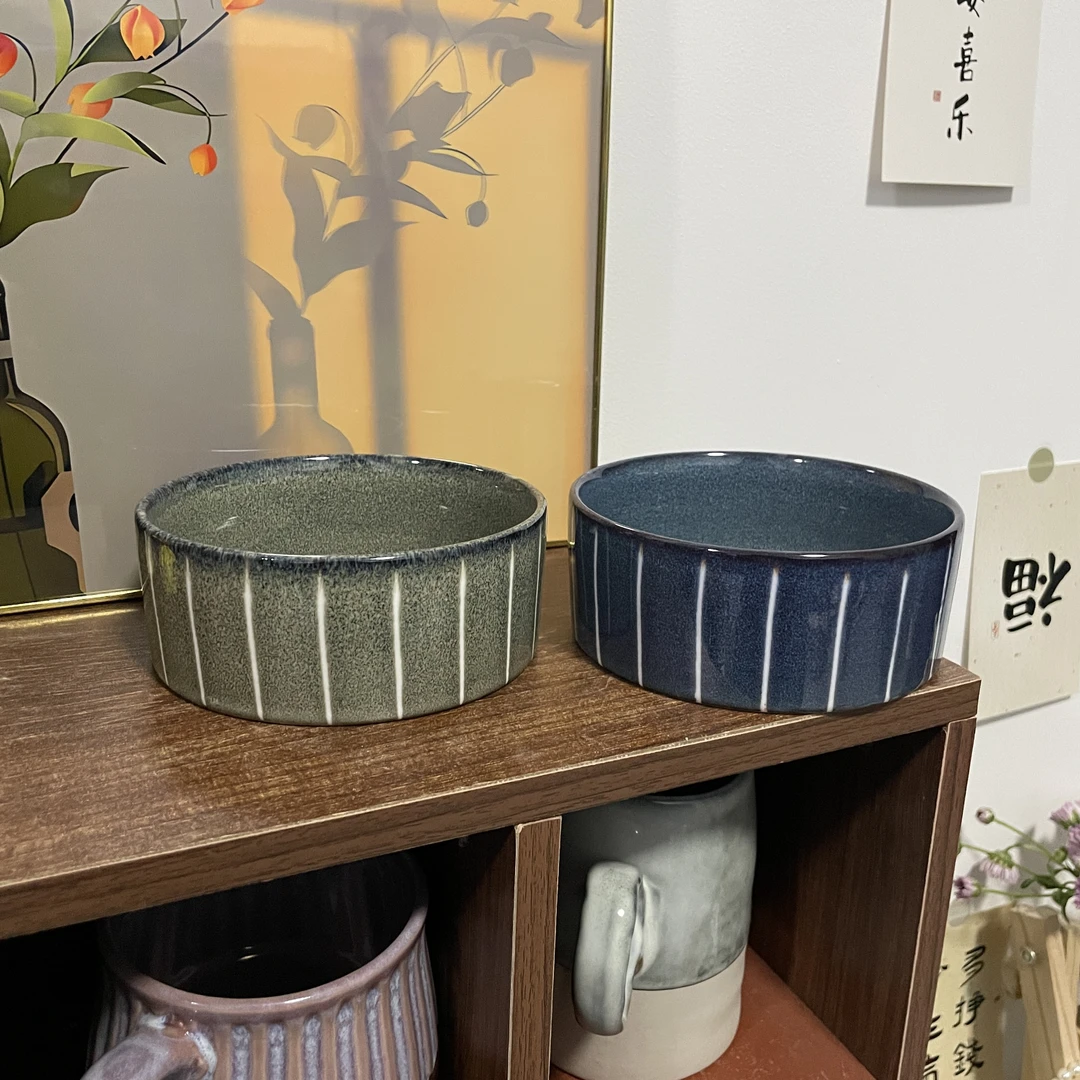 E9 蓝色复古陶瓷碗备注颜色灰色蓝色