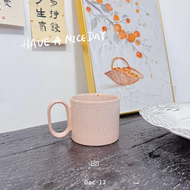 （粉色）简约创意咖啡杯早餐杯喝水杯陶瓷杯牛奶杯