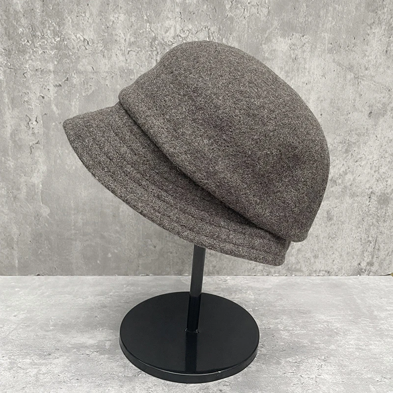 2024年秋冬季羊毛呢短檐贝雷帽优雅盆帽时尚礼帽保暖画家帽复古潮
