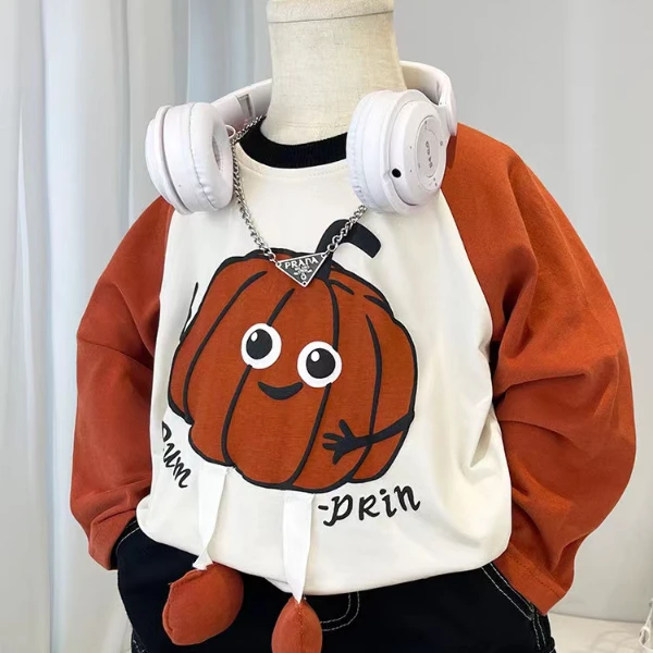 DEYAO/得遥男童卡通长袖T恤春秋洋气时尚休闲打底衫宝宝百搭上衣