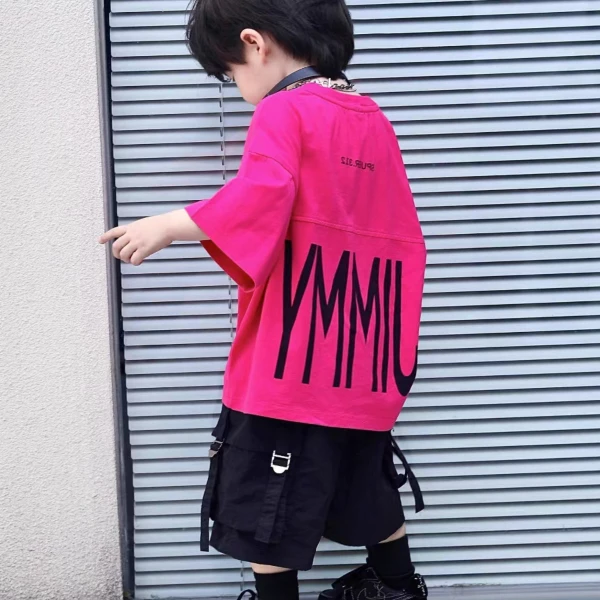 DEYAO/得遥新款男童宽松夏装穿搭男宝宝短袖t恤韩版时尚T恤酷酷帅