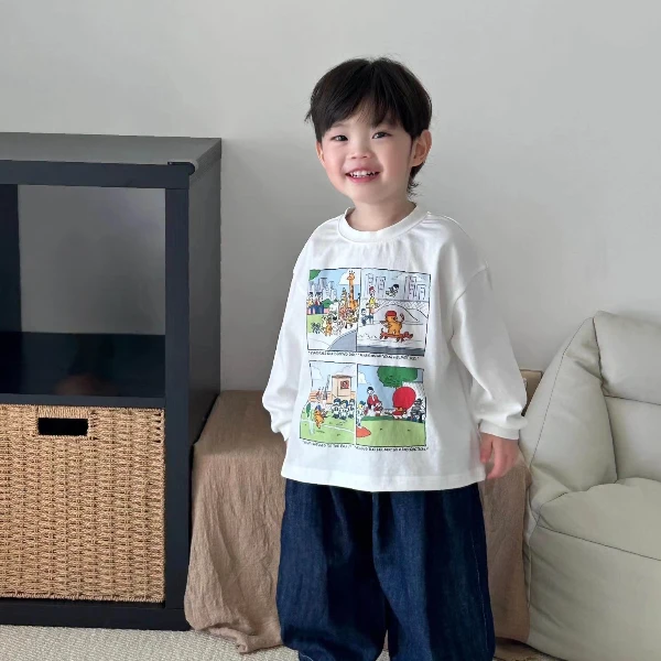 DEYAO/得遥新款男童宝长袖t恤百搭儿童春秋上衣韩版男孩外穿上衣
