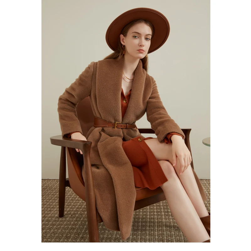 【李家大小姐专属】恩曼琳秋冬新款复古气质中长款毛呢外套大衣EAND