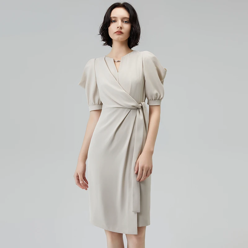 【粉丝专享】恩曼琳夏季都市通勤绑带收腰设计感连衣裙EANEBA44