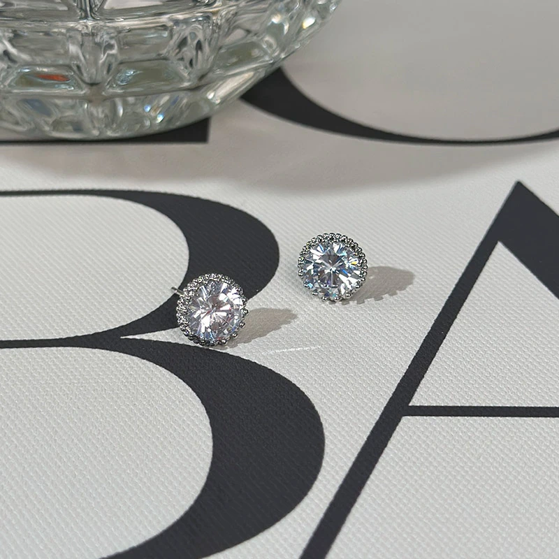 铜合金合成锆石耳饰 【繁星舞曲】设计师款巨闪轻奢超闪耳钉《0737》