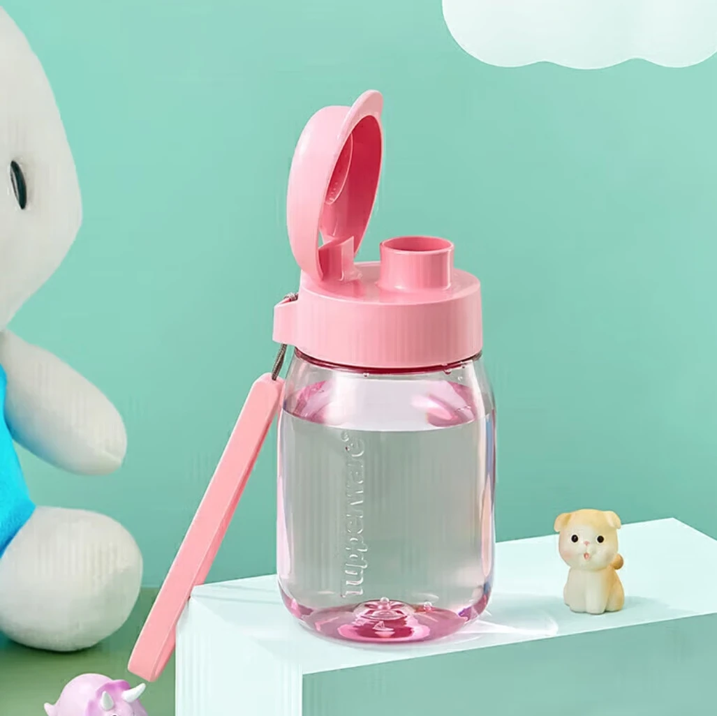 特百惠 嘟嘟企鹅杯学生塑料杯可爱350毫升便携装包幼儿园水杯