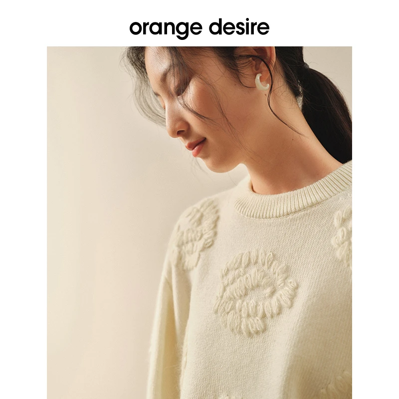 【巧巧系列】orange desire手工钩花针织衫女2023秋冬新款休闲毛衣