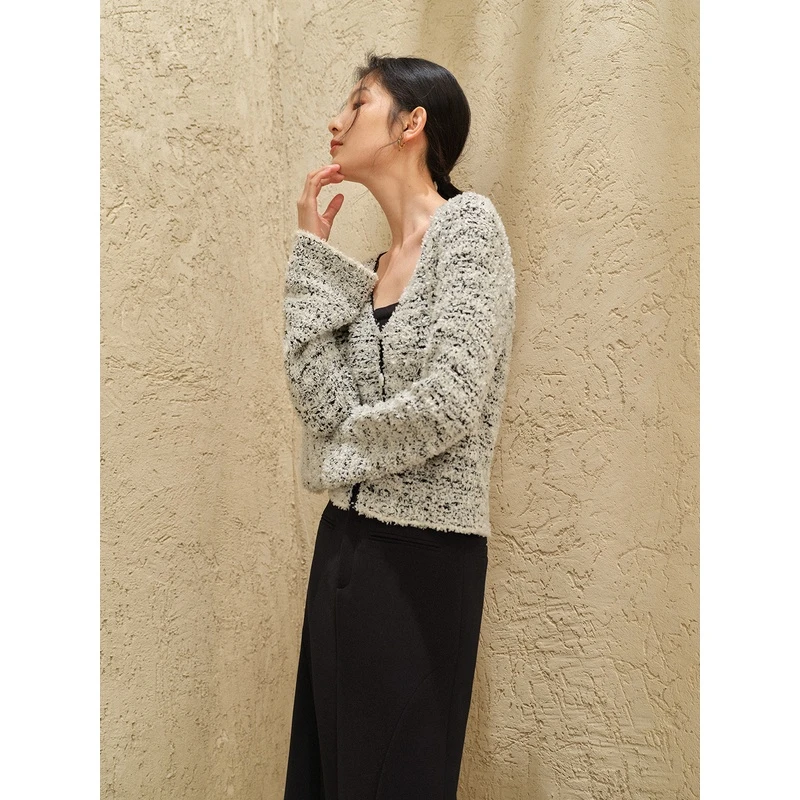 甜美蝴蝶纱针织开衫女2023秋季新款V领喇叭袖上衣OD2CAZ9025