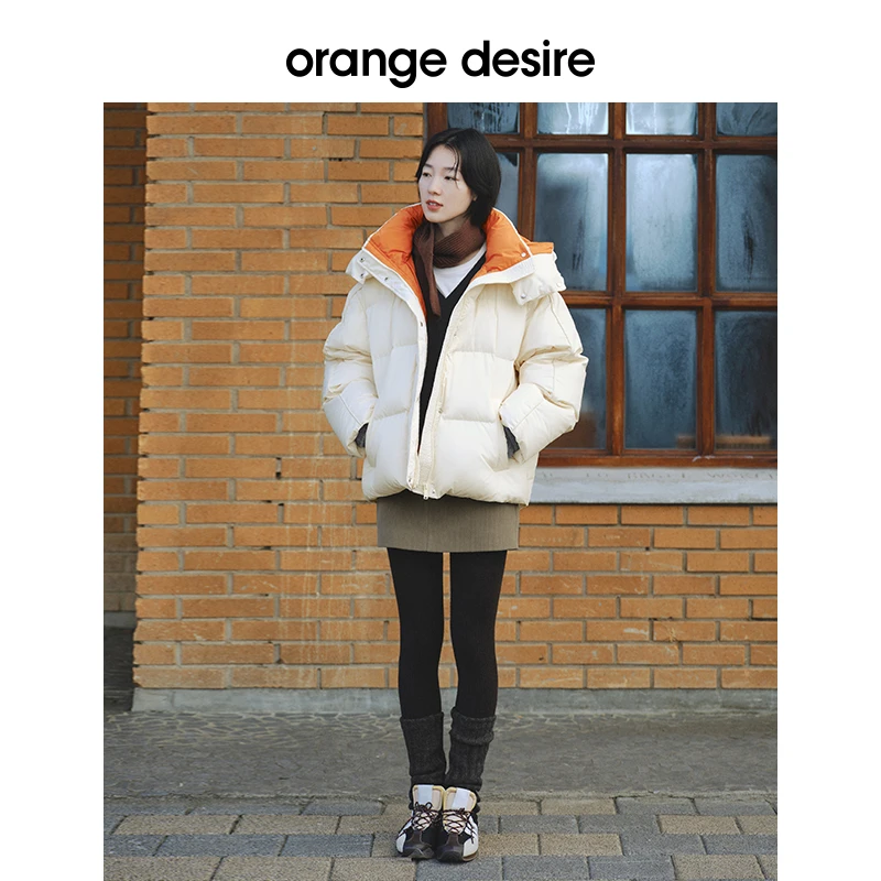 orange desire学院风短款羽绒服连帽三防OD2DWWYB012+OD2DWWYB021