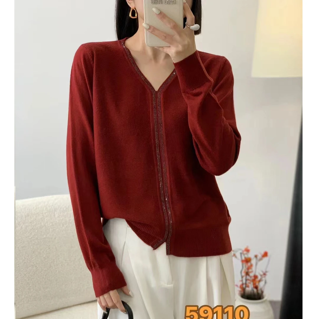 【镶钻假开衫】柔软舒适~气质显瘦百搭秋季新款长袖针织衫女装上衣