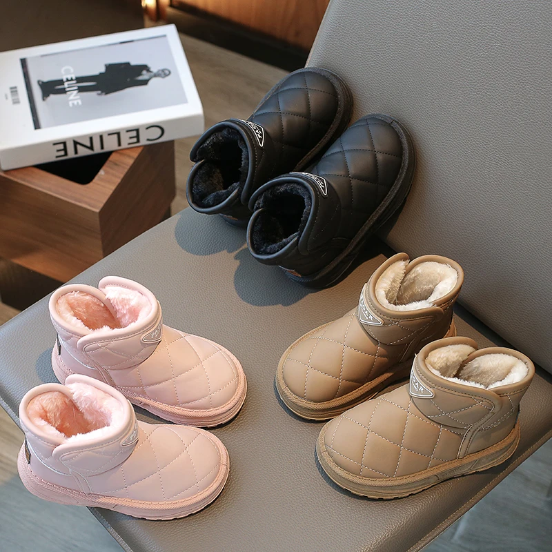 23秋冬新款韩版童鞋女童加绒大棉雪地靴儿童棉靴男童保暖棉鞋W208