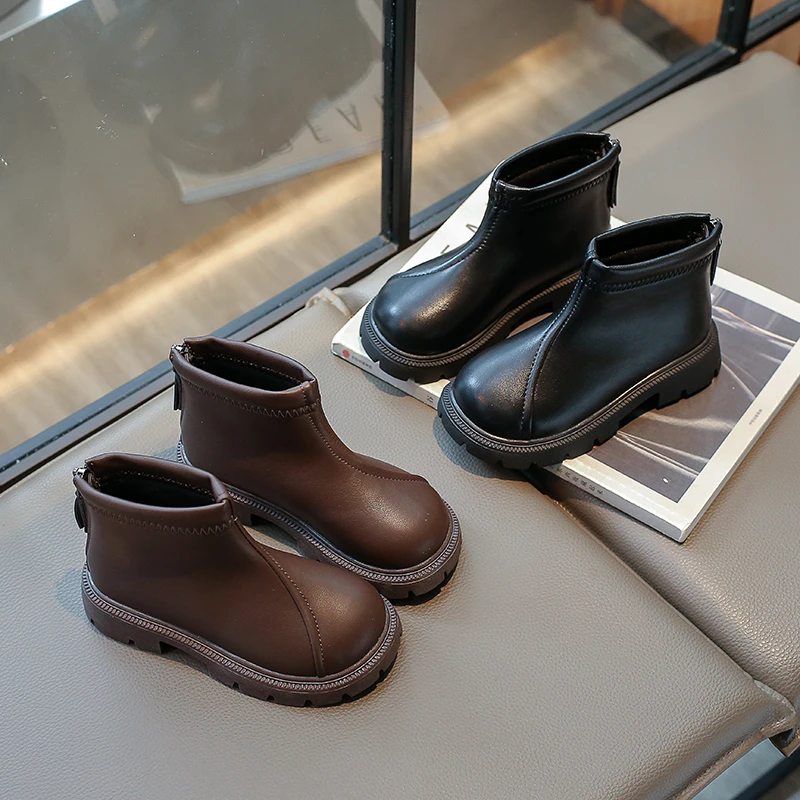 23秋季新款童鞋儿童休闲短靴女童靴子韩版大头皮靴软底单靴D61