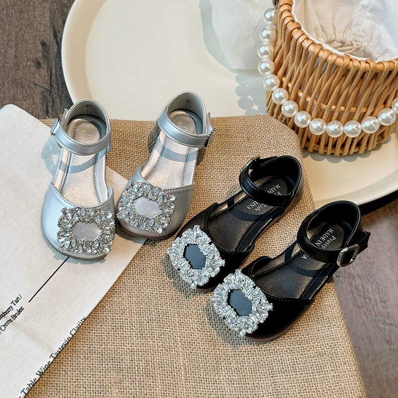 中大童鞋24夏季新款韩版女童包头凉鞋儿童方扣公主凉鞋软底鞋829D