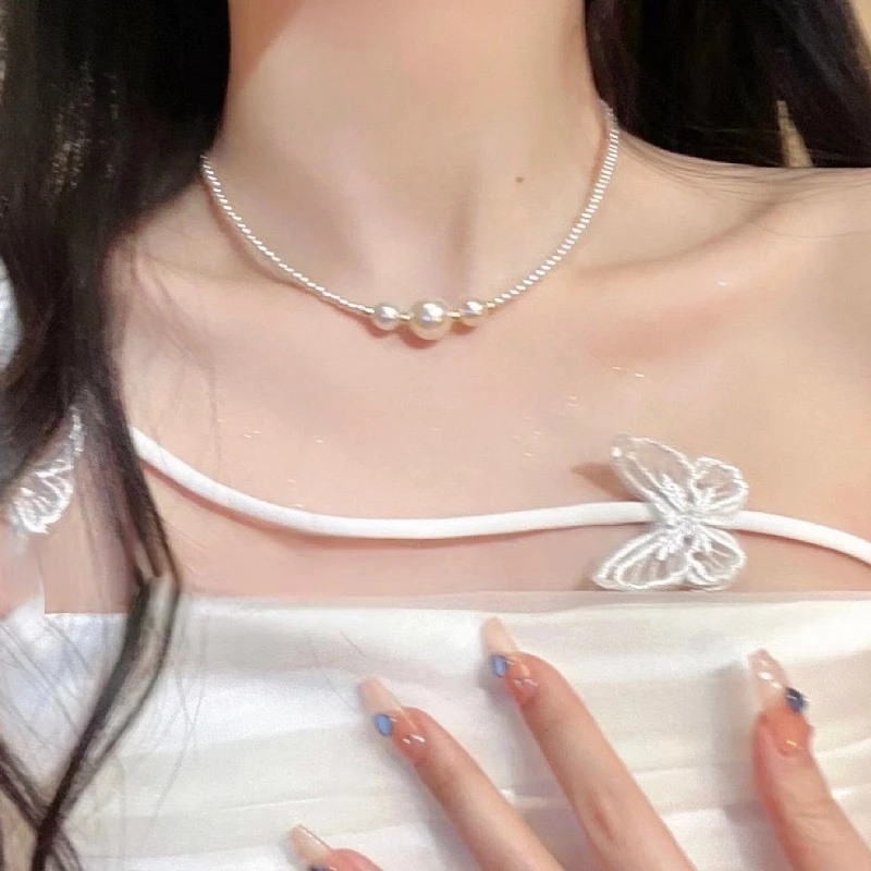 铜合金项链 【程钱钱】时尚简约大小珠珠精致气质项链