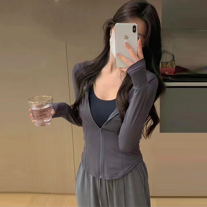 冰丝防晒衣女款防紫外线夏季修身薄款外套小个子紧身瑜伽服上衣