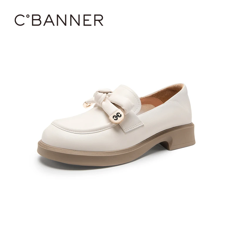 千百度女鞋2023新款软底圆头时尚厚底舒适百搭JK乐福鞋A23431831