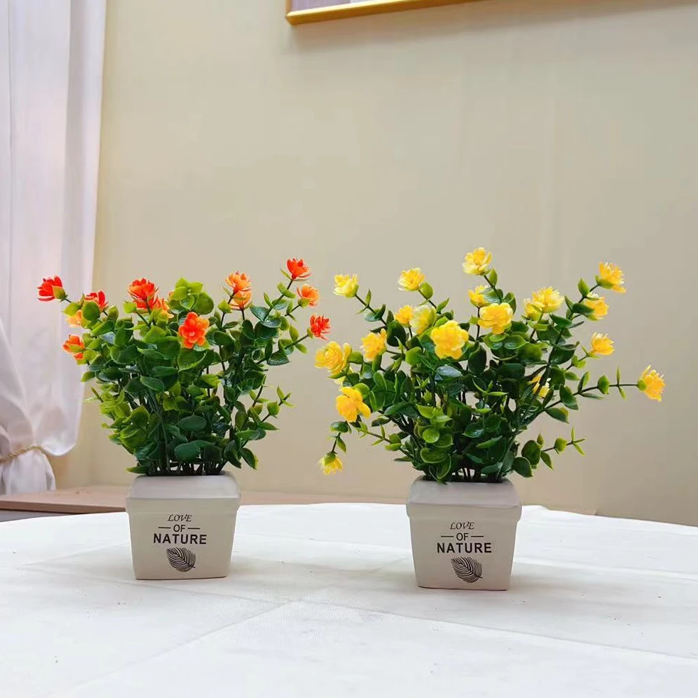 新款尤加利小盆栽家居装饰客厅摆件室内外百搭仿真花绿植摆件
