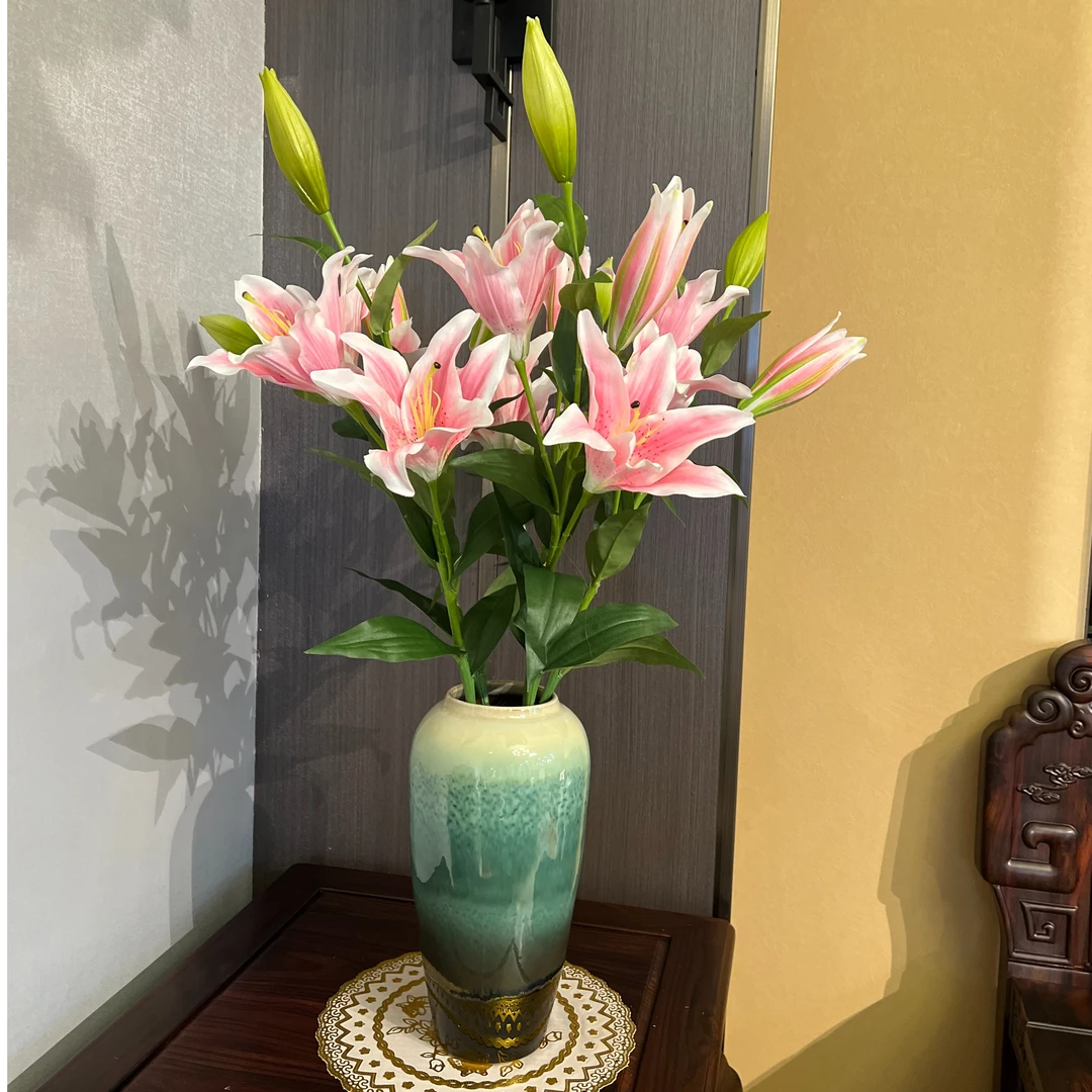 百合花仿真花摆设摆件客厅高品质3D手感立体简约客厅餐厅高档摆放