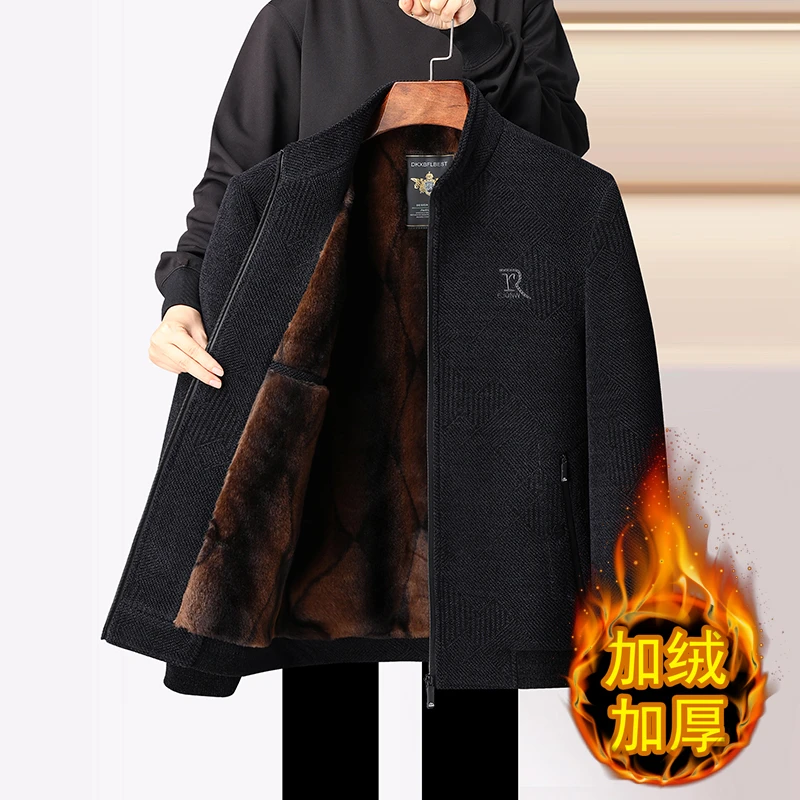 爸爸装雪尼尔加绒外套冬季新款中老年人加厚保暖棉袄男士休闲棉衣